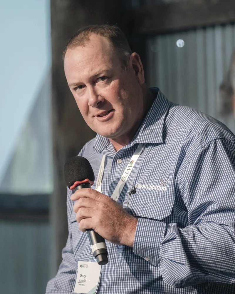 gary-arnold-cavan-station Gary Arnold, Station Manager at Cavan Station, speaking into a microphone during a panel session